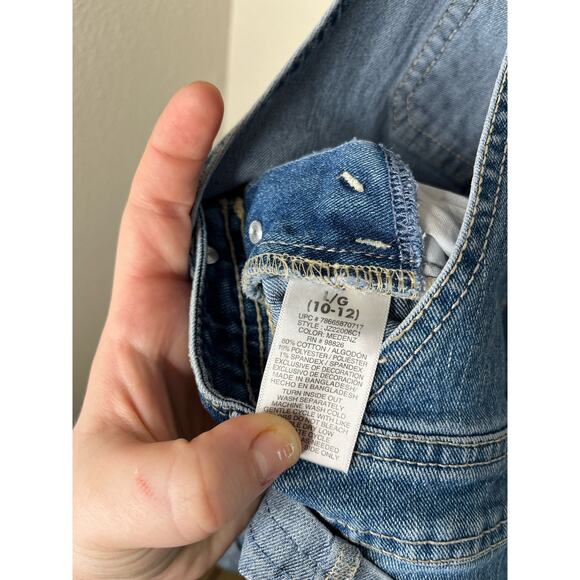 JORDACHE Girl’s White Floral Appliqué Overalls Size Large (10-12) - Picture 5 of 7